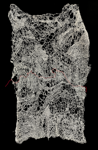 Tina Rousou, White Lace with Red Thread (2025)