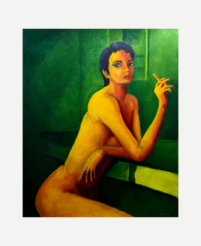 Diane wallace, Woman Resting on a Bar (2022)